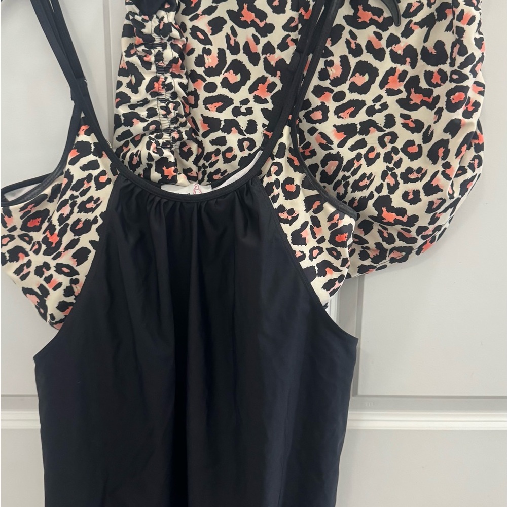 Kim CurvyLeopard Print Swimsuit with Black Accents 18w